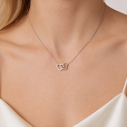 ROSE ÉTERNELLE - COLLIER DOUBLE COEUR PERSONNALISÉ