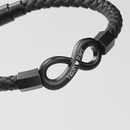 À MON HOMME - BRACELET EN CUIR INFINI PERSONNALISÉ